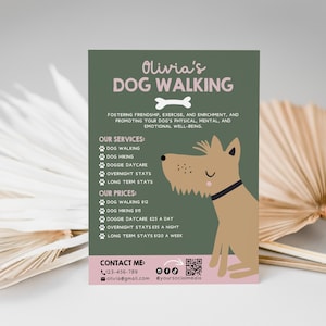 Professional Dog Walking Flyer Canva, Dog Sitter Flyer, DIY Pet Care Services Flyer, Doggie Daycare Flyer, Dog Overnight Stays Flyers - OTIS
