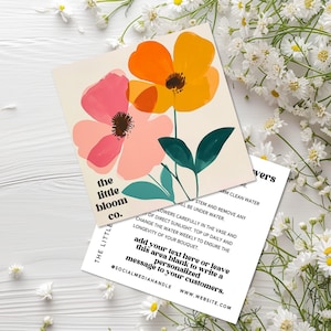 Florist's Fresh Cut Flowers Care Instructions and Enclosure Card, DIY Flower Care Card Template, Editable Florist Care Guide Card-LULU