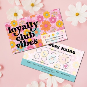 Retro Loyalty Card Template Canva, Instant Download, Modern Customer Loyalty Cards, Editable Rewards Card Design, Printable Loyalty Card-MAE