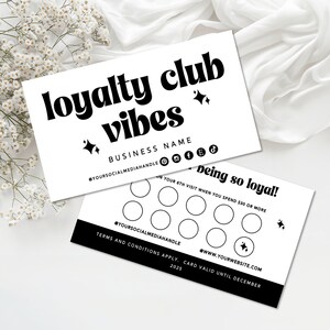 Retro Loyalty Card Template, Editable Customer Punch Card, Rewards Card Design, DIY Printable Discount Card, Customer Stamp Card Canva -SARA