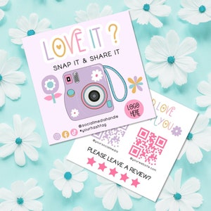Snap And Share Card Template | Social Media Card Template | Like & Connect With Us Template | Instagram Card | Order Insert Card-BLOOM
