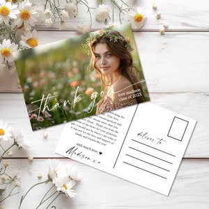 Graduation Thank You Postcard Canva, Photo High School College Graduation Thank you, Editable Graduate Thank You Note, Class of 2024 - LIV