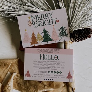 Modern Rustic Boho Christmas Tree Business Thank You Canva Template, DIY Holiday Printable Thanks For Your Purchase, Editable Package Insert