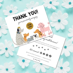 Editable Small Business Dog Thank You Card Template, Printable Puppy Thank You Card, Order Package Insert, Pet Shop Branding, Canva