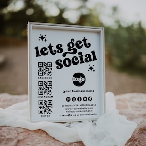 Social Media Sign Template, QR Code Sign, Editable Small Business Sign Printable, Instagram Facebook Follow Us Sign, Leave us a Review-SHAY