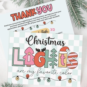 Cute Christmas Business Thank You Card Canva Template, Retro Holiday Printable Thanks For Your Purchase, Small Business Mailer Insert Card