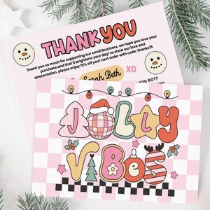 Retro Christmas Business Thank You Card Canva Template, Cute Holiday Printable Thanks For Your Purchase, Small Business Mailer Insert Card