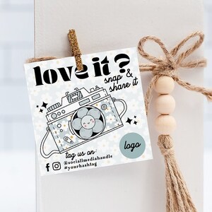 Retro Daisy Snap and Share Card Template, Social Media Card Template, DIY Follow Us On Social Media, Like & Connect With Us Template, Canva