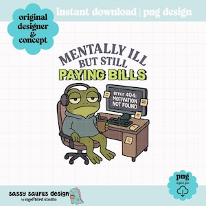 Facturas de enfermedades mentales PNG, descarga digital divertida de salud mental, arte mural humorístico de terapia de la generación Z, diseño moderno de descarga instantánea, moderno