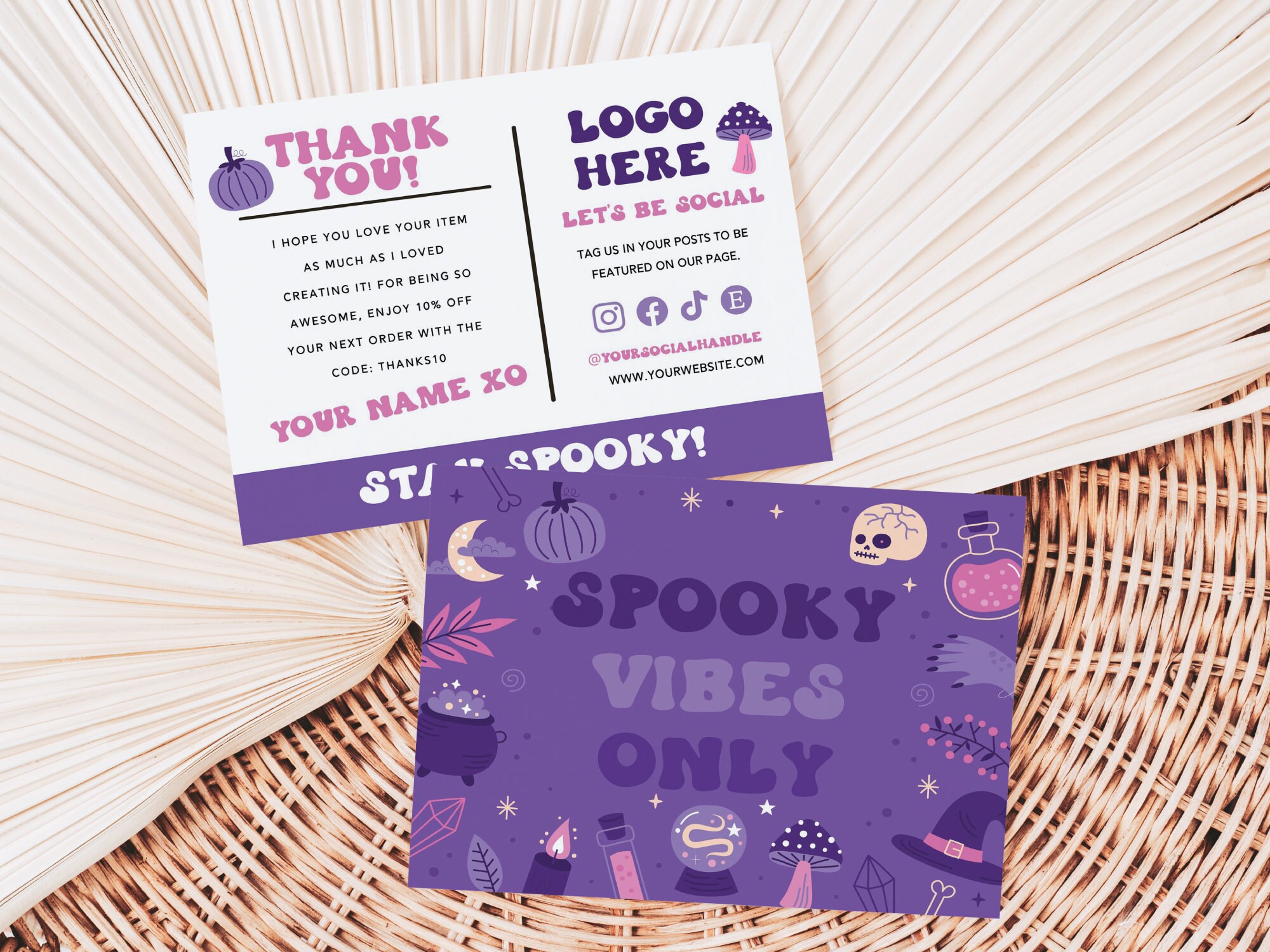 Halloween Business Thank You Card Template, Retro Editable Small ...
