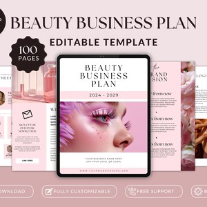 Editable Beauty Business Plan Template Canva, Salon Startup Business Planner, Customizable Start-Up Kit For Skincare or Hair Salon