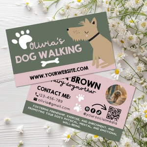 Editable Dog Walking Business Card Canva Template, Dog Sitter Business Card, DIY Pet Groomer Card, Professional Dog Walker Contact Card-OTIS