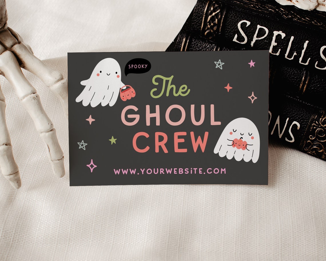 Halloween Ghost Business Thank You Card Template, Editable Ghoul Crew ...
