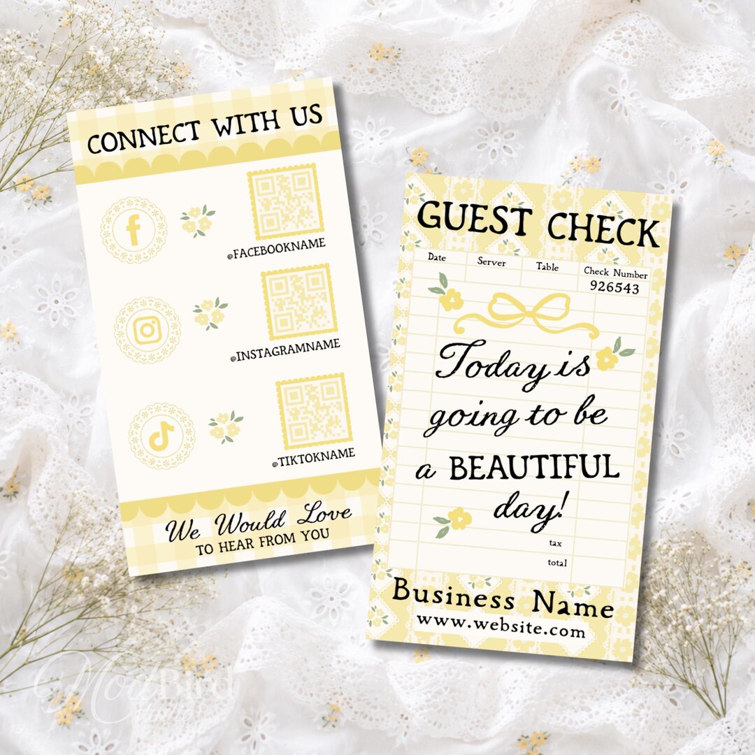 Guest Check Connect Card Canva Template, Floral Cottagecore Social ...