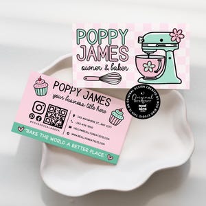 Baking Business Card Template, Printable Bakers Business Card, Bakery Business Branding, DIY Business Card Design, Instant Download Card-JAN