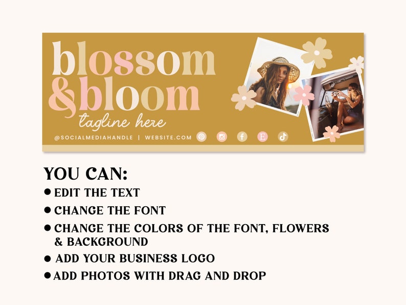 Boho Daisy Facebook Cover Template, Rainbow Facebook Banner, Facebook ...
