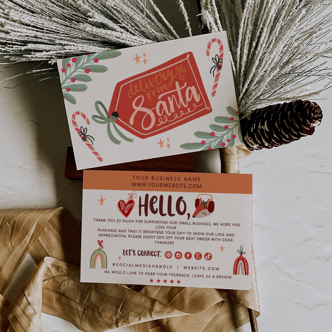Boho Christmas Business Thank You Card Template Canva, Holiday ...