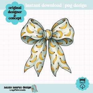 Retro Bananenschleife PNG, Kawaii Frucht Clipart, niedlicher digitaler Download, pastellästhetisches Design, trendige Sommergrafik für Sublimation, pod, dtf
