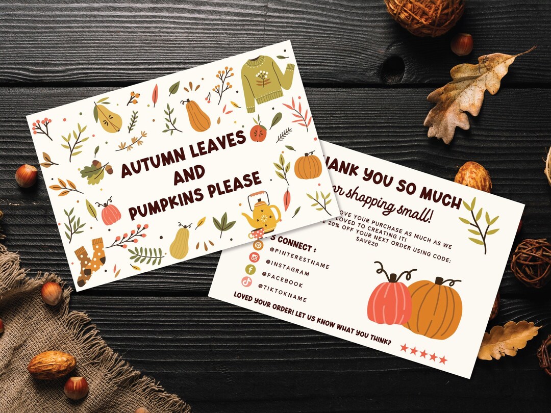 Pumpkin Thank You Card Template, Editable Autumn Business Thank You ...