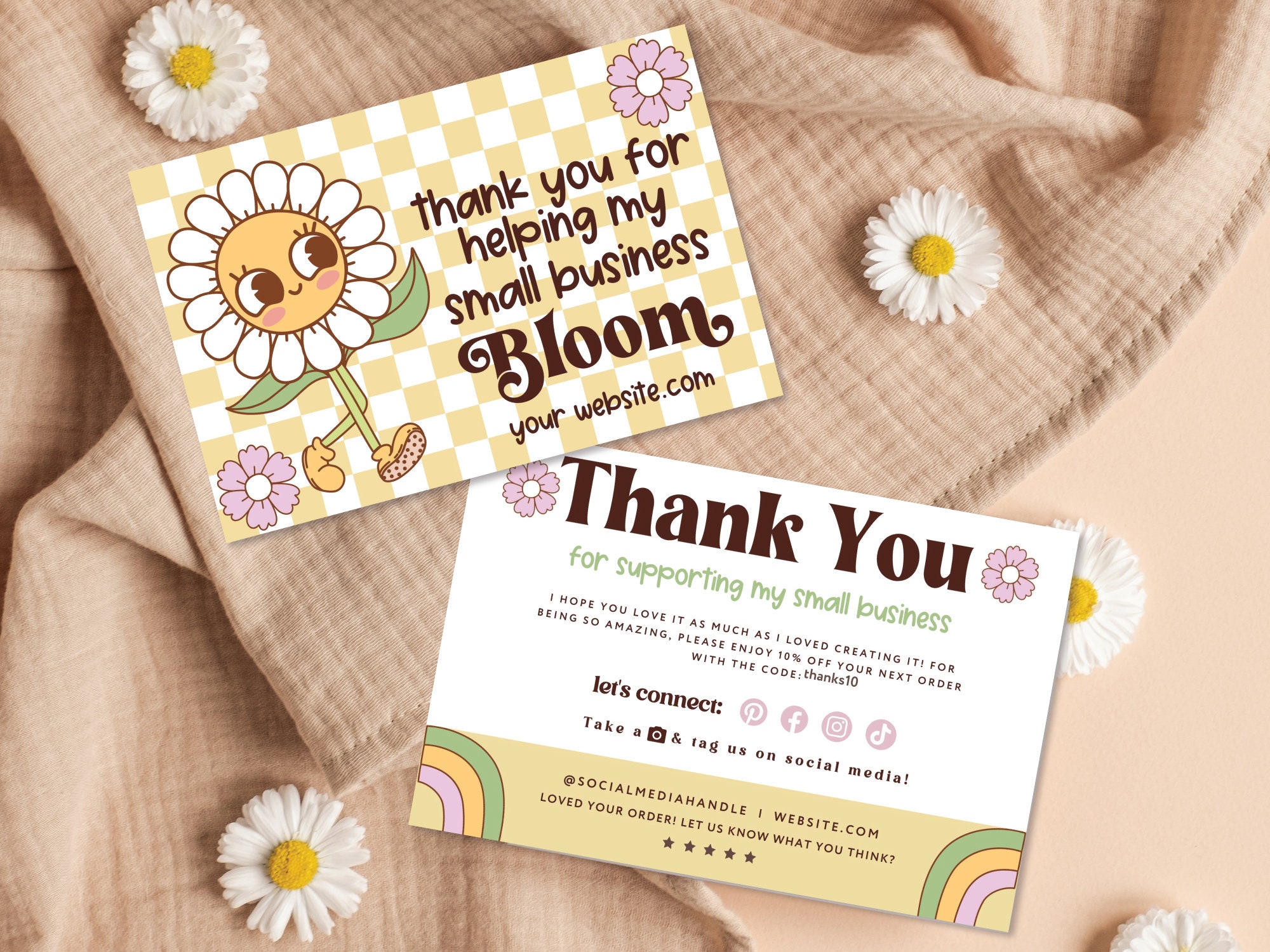 Retro Thank You Card Canva Template Editable Business Thank - Etsy ...