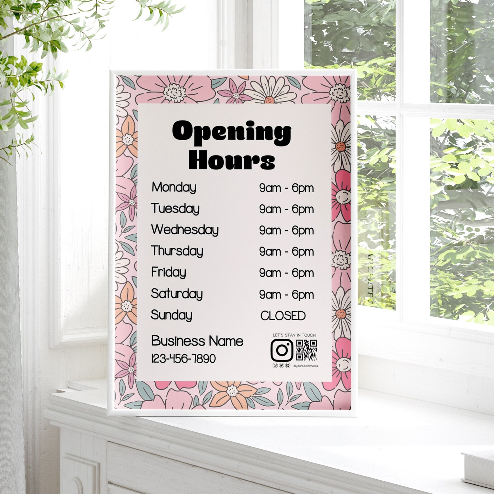 Hours of Operation | Instant Download | Modern Menu | Business Hours ...