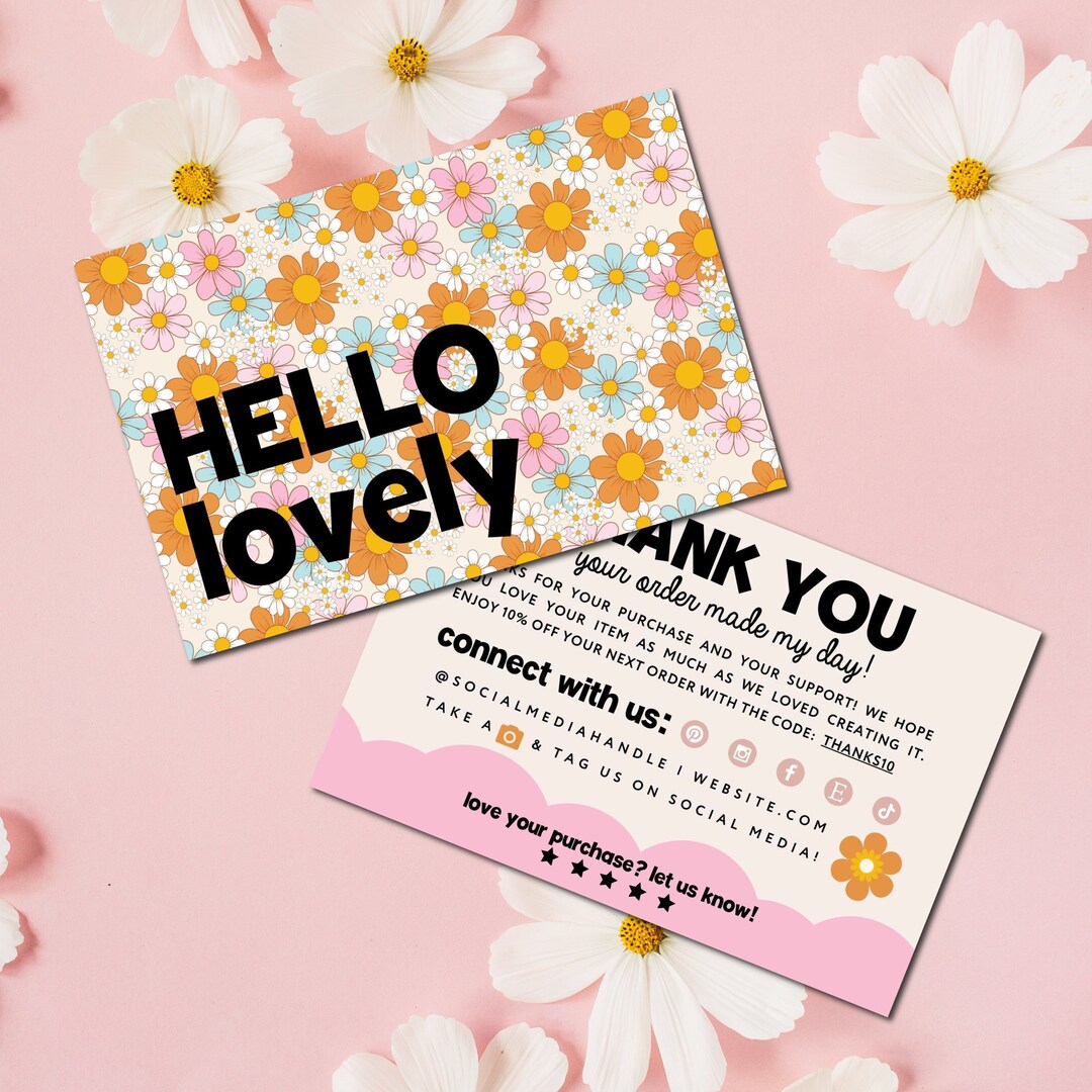 Floral Thank You Card Template Canva, Printable Small Business ...