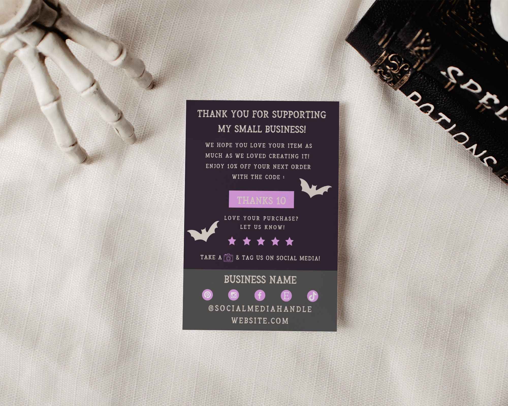 Gothic Business Thank You Card Canva Template, Editable Halloween Thank ...