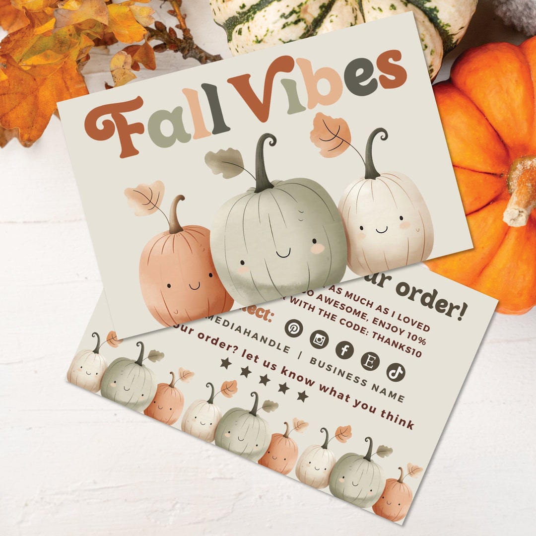 Cute Pumpkin Thank You Card Canva Template, Editable Fall Season Card ...