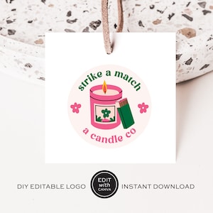 Premade Candle Logo Design, Aromatherapy Logo Design, Modern Wellness Logo Design, Business Branding, Round Logo Design, DIY Logo Design