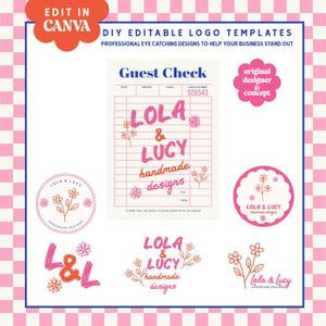 Editable Guest Check Logo Template, Trendy Canva Restaurant Logo, Retro Diner Branding, Cafe Menu Design, DIY Vintage Receipt Logo - LOLA