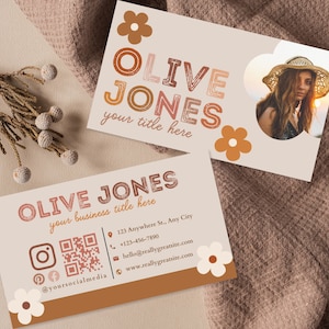 Boho Business Card Template Canva, Printable Business Card, Daisy Business Card, Instant Download Card, DIY Calling Card, Bohemian Card