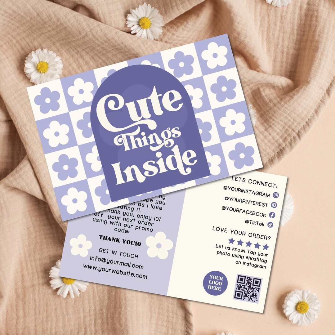 Retro Daisy Thank You Card Template Canva, Editable Small Business 70s ...
