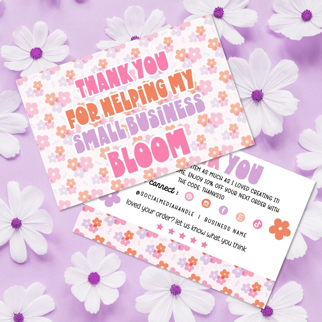 Retro Floral Thank You Card Template Canva, Bright Daisy Flower Thank ...