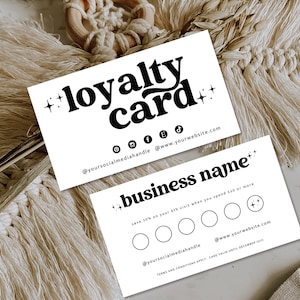 Retro Loyalty Card Template, Editable Customer Punch Card, Rewards Card Design, DIY Printable Discount Card, Customer Stamp Card Canva-NINA