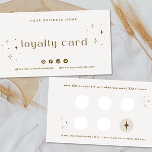 Elegant Loyalty Card Template | Instant Download | Printable Loyalty Cards | Boho Loyalty Card | Rewards Card | Editable Canva Template