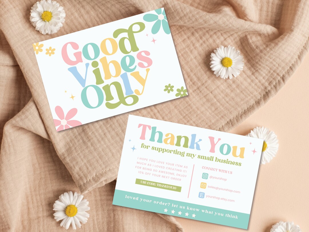 Editable Small Business 70s Groovy Thank You Card, Retro Thank You Card ...