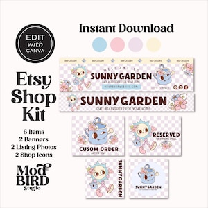 Editable Sunshine Etsy Shop Banner, Retro Etsy Banner Canva Template With Image, DIY Groovy Etsy Branding Kit, Etsy Branding, Etsy Cover