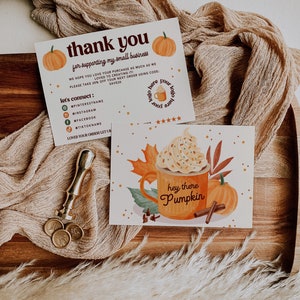 Editable Fall Business Thank You Card, Pumpkin Thank You Card Template ...