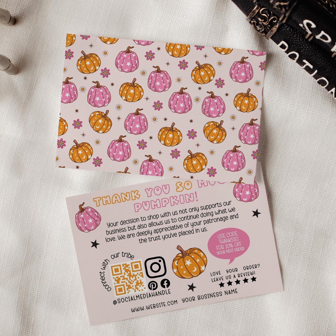 Retro Pumpkin Halloween Business Thank You Card Canva Template ...