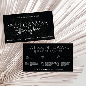 Tattoo Aftercare Card Template, Printable Tattoo Instructions Card, Editable Care Card, Tattoo Studio, Tattoo Artist,  DIY Canva Template