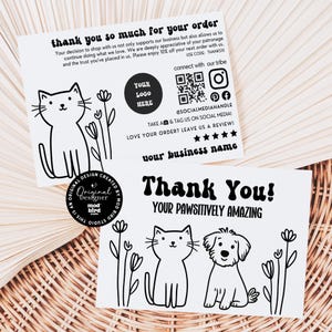 Pet Business Thank You Card Canva Template, Printable Animal Business Thank You Postcard, Editable Dog Walking Pet Sitting Pet Boarding-BARK