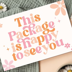 Retro Thank You Card Template Canva, Editable Small Business 70s Groovy Thank You Card, DIY Package Insert, Printable Daisy Thank You MOD image 3