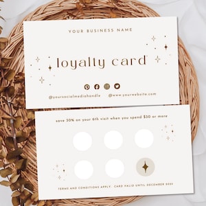 Instant Download | Printable Loyalty Cards | Elegant Loyalty Card Template | Boho Loyalty Card | Rewards Card | Editable Canva Template