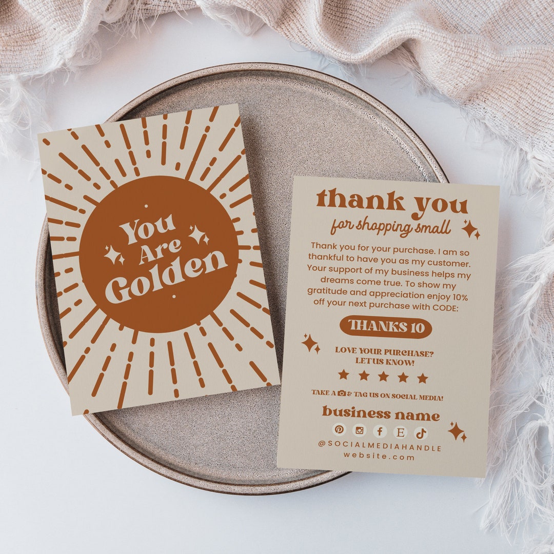 Retro Sunburst Thank You Card Template Canva, Editable Small Business ...