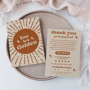 Retro Sunburst Thank You Card Template Canva, Editable Small Business  Groovy Thank You Card, DIY Package Insert, Printable Thank You  Card