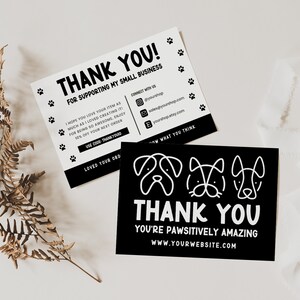 Pet Thank You Card Template, Dog Thank You Card, Pet Business Card, Cat ...