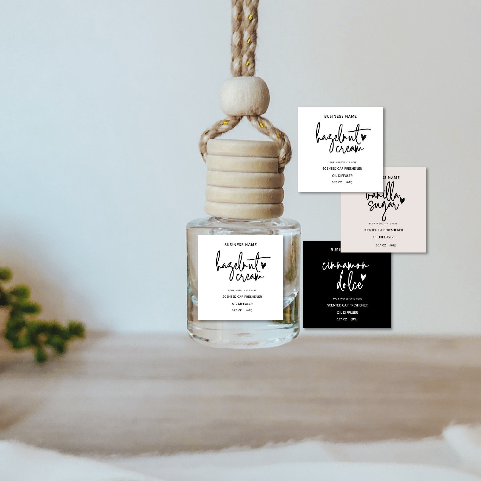 Diy Diffuser Oil Air Freshener Label, Car Diffuser Label Canva Template ...