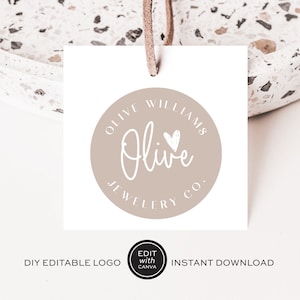 Editable Logo Design, DIY Circle Logo, Photography Logo Template, Modern Neutral Logo, Simple Logo, Instant Download, Canva Logo Design