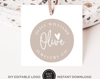Editable Logo Design, DIY Circle Logo, Photography Logo Template, Modern Neutral Logo, Simple Logo, Instant Download, Canva Logo Design
