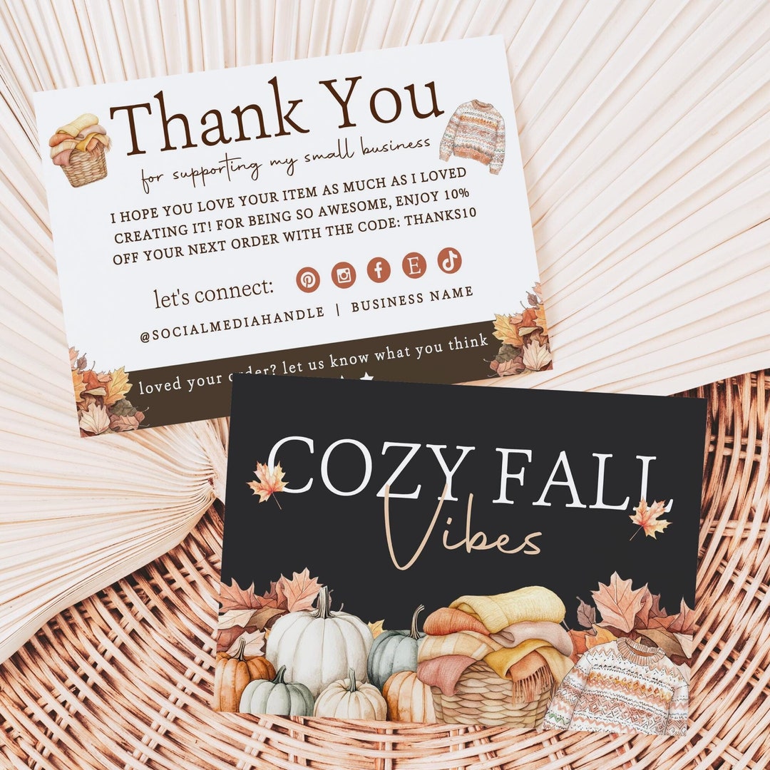 Fall Leaves Watercolor Business Thank You Card Canva Template ...